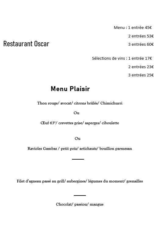 menu francais